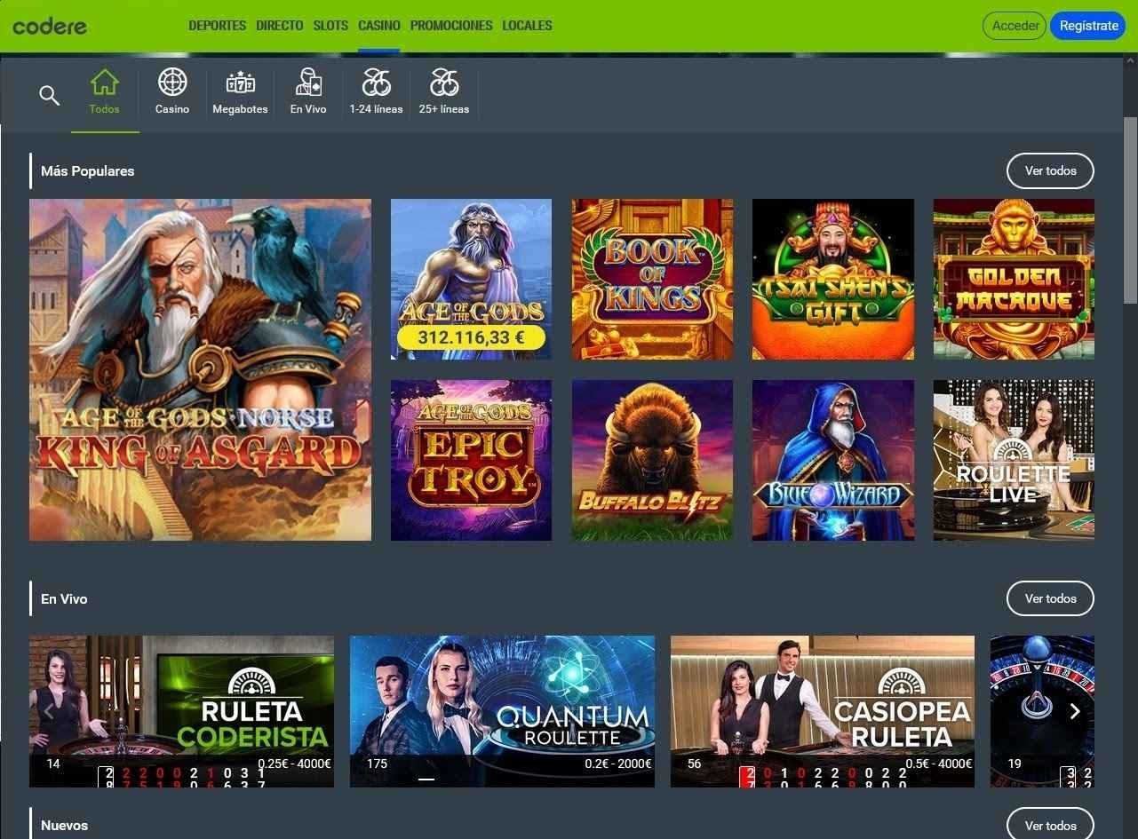 El catálogo de juegos resalta favorables opiniones sobre Codere