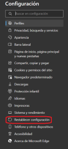 ajustes edge microsoft