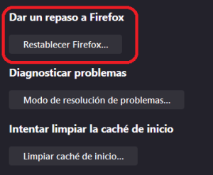 firefox restablecer