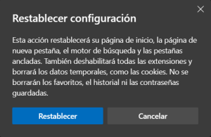 restablecer ajustes edge