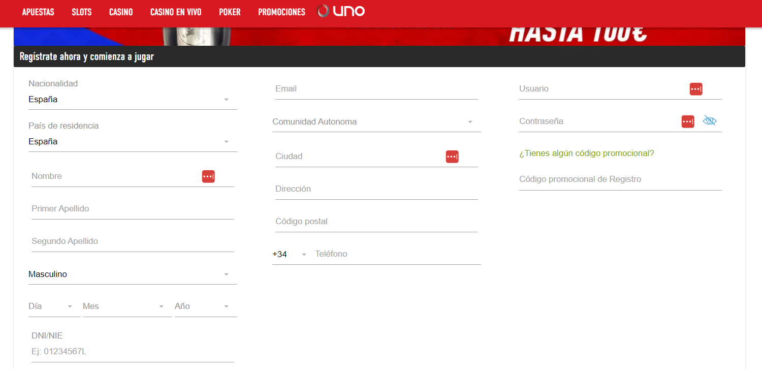 Completa el formulario de registro 