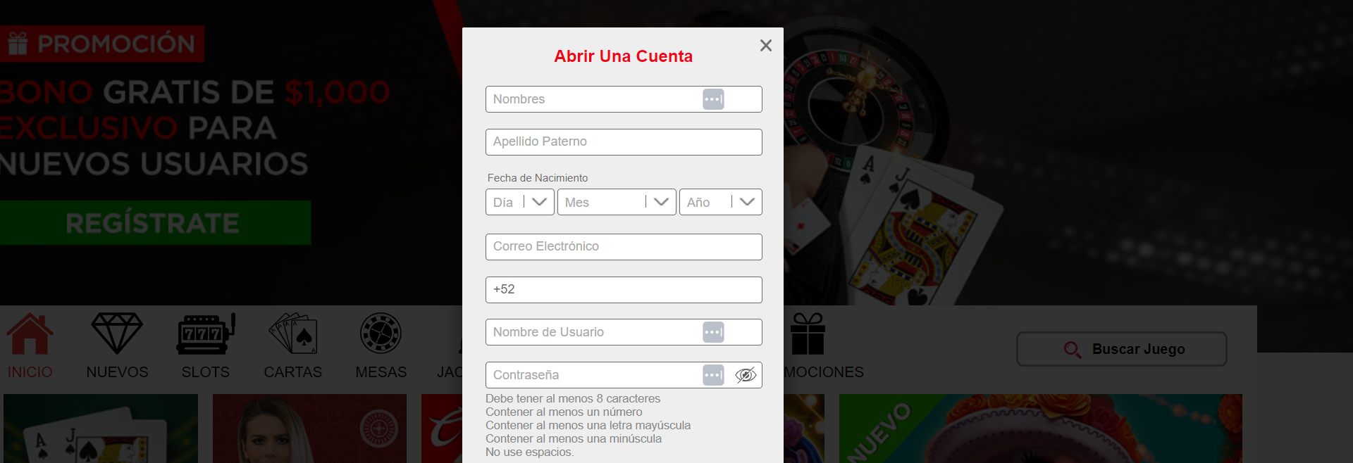 Completa el formulario de registro