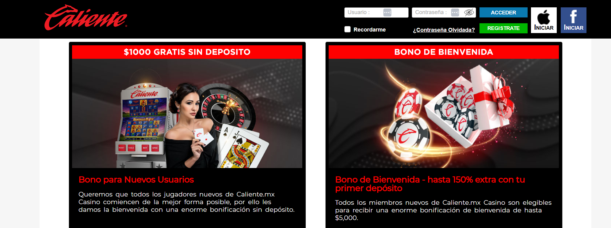 Tipos de promociones en Caliente Casino