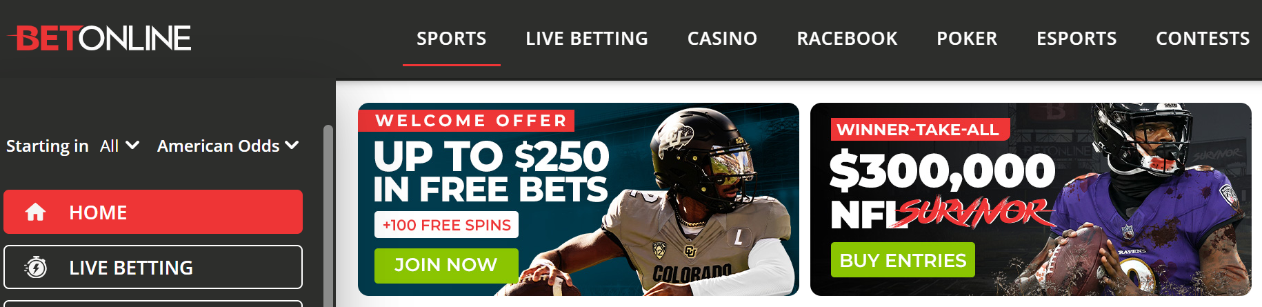 Deportes disponibles en BetOnline Nueva York