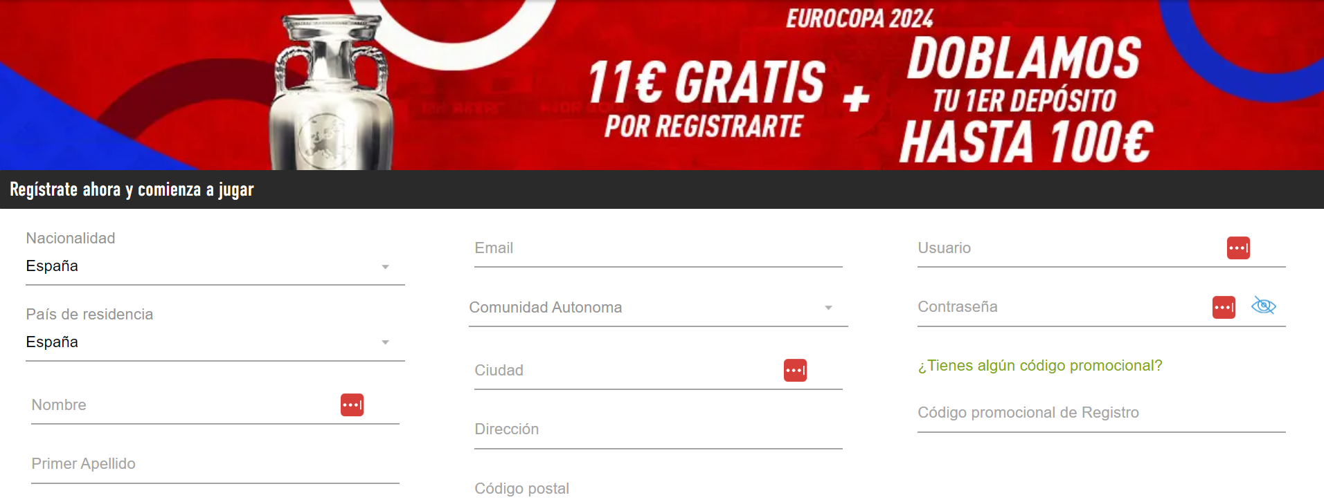 Completa el formulario de registro y valida tu identidad