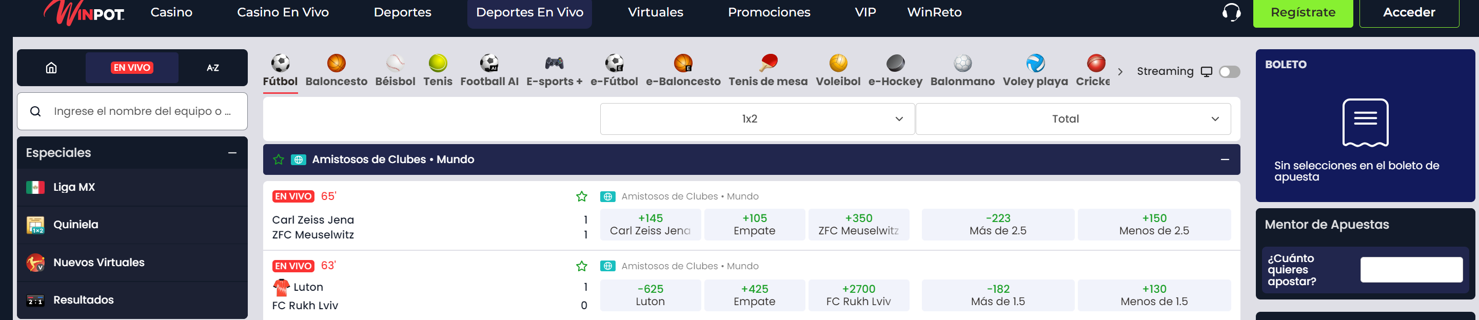 Mejores apuestas y eventos para usar el código promocional Winpot