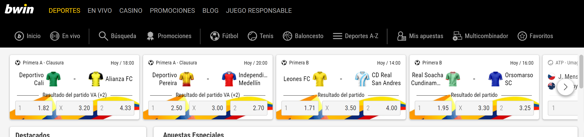 Ingresa a la página oficial de Bwin 