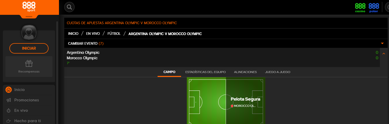 Accede a la página oficial de 888Sport
