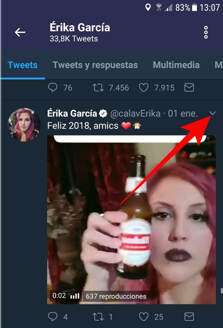 Pulsa en la flecha hacia abajo