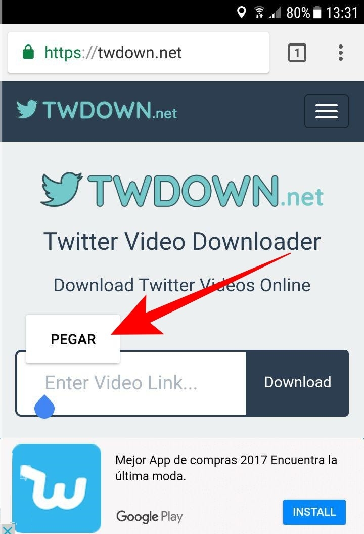 Pega la dirección URL