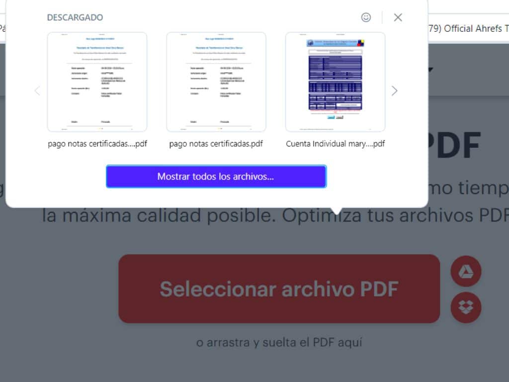 Elige el archivo para reducir el tamaño de PDF