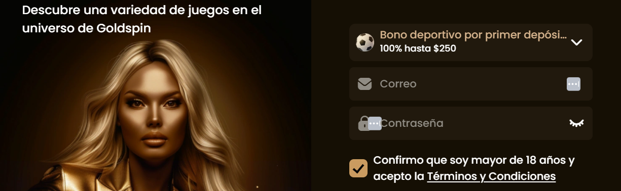 Crea tu cuenta en GoldSpin