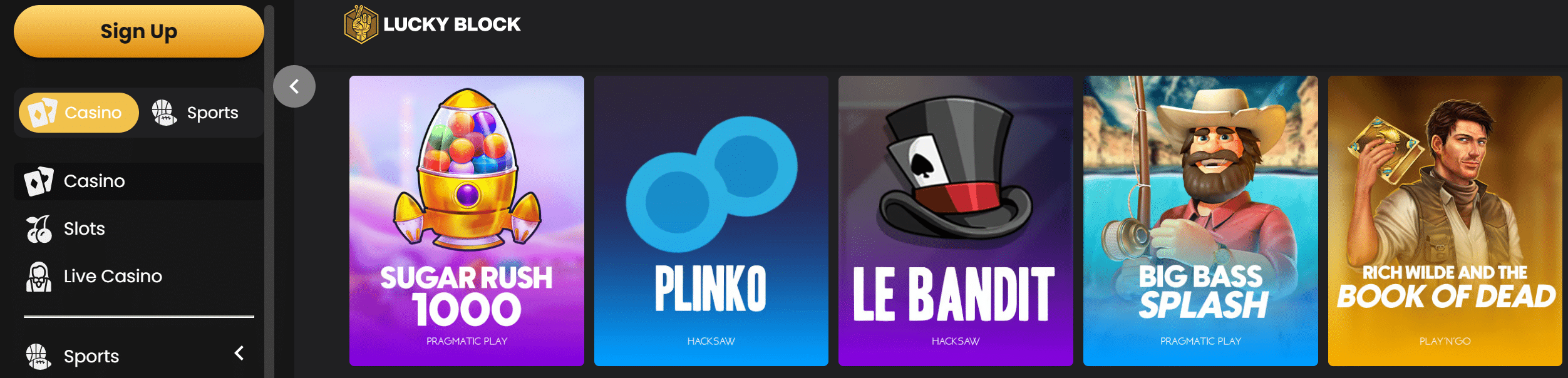 Los mejores juegos en Lucky Block Casino