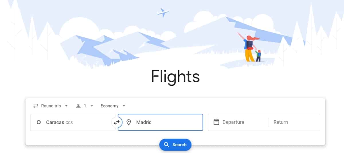 Comparador de vuelos Google Flights