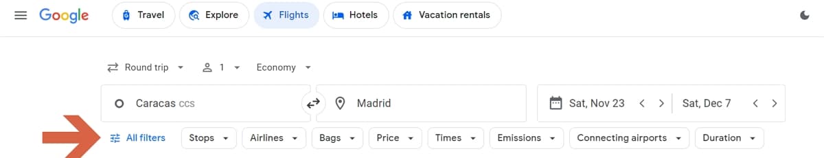 Google vuelos de google