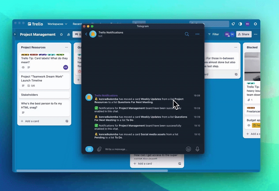 Bot trello telegram