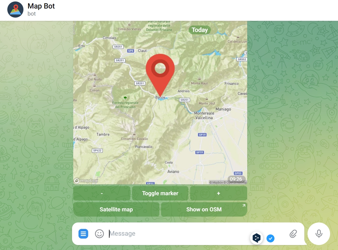 Open map, bot de telegram