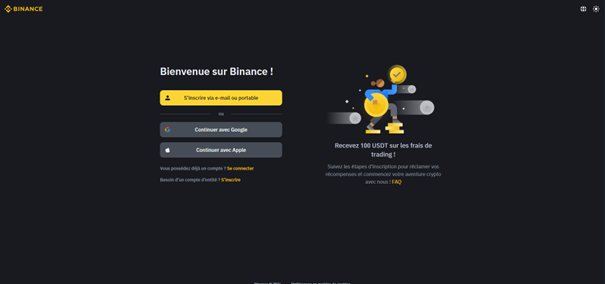 inscription binance acheter crypto
