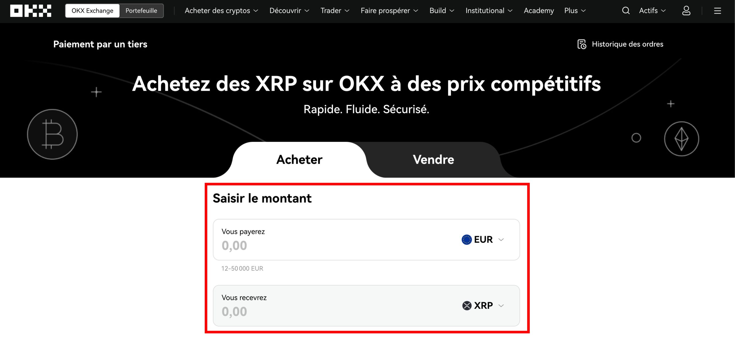 OKX - Paiement tiers XRP
