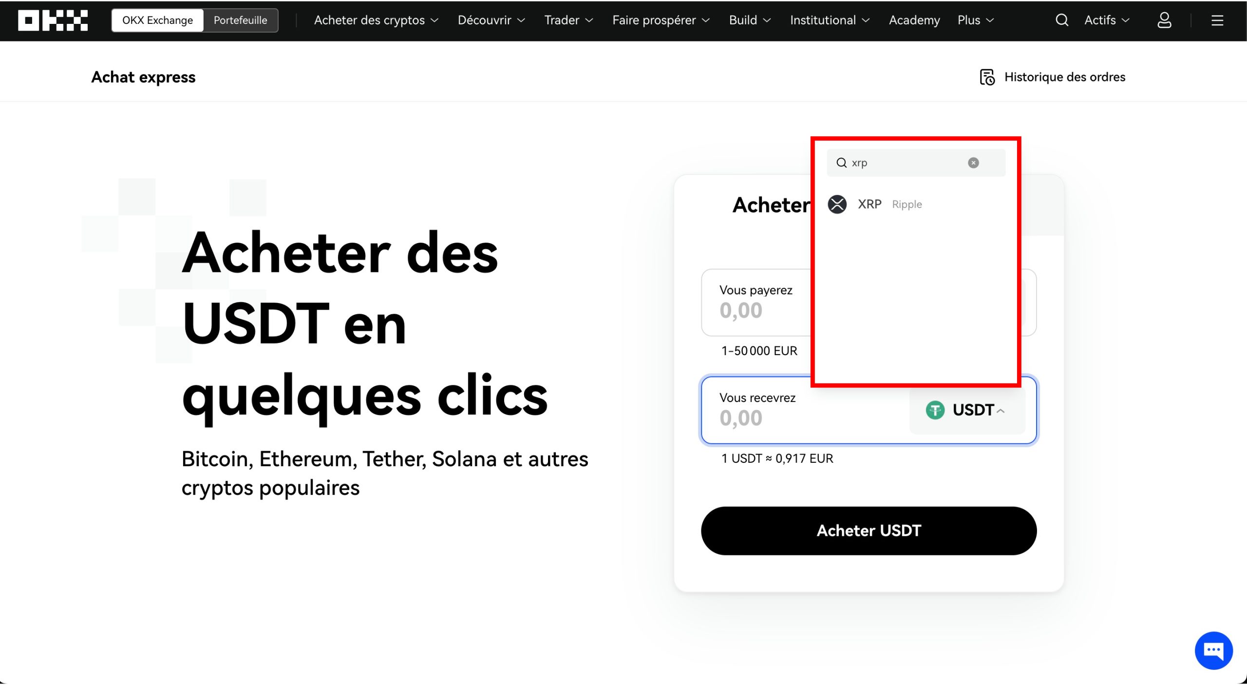 OKX - Recherche XRP