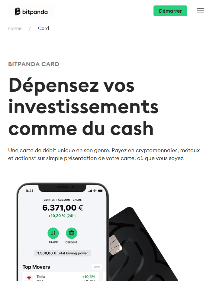 Bitpanda carte crypto