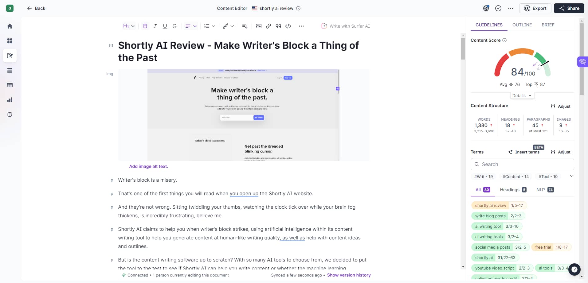 Shortly AI Written Content on Seo Optimization Process in Surfer Seo