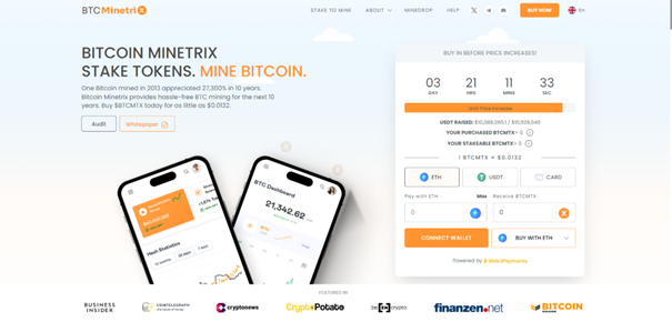Se connecter au site de la prévente Bitcoin Minetrix