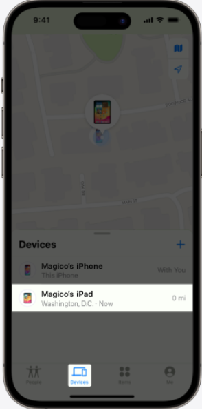 Sélectionnez l'iPhone que vous souhaitez localiser