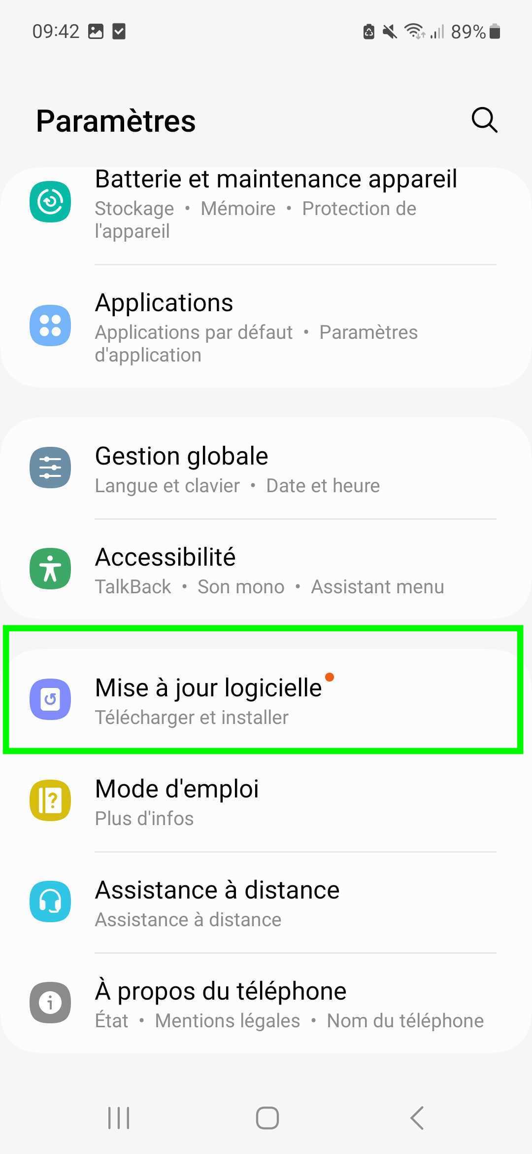 Mettre à jour le système d'exploitation Android