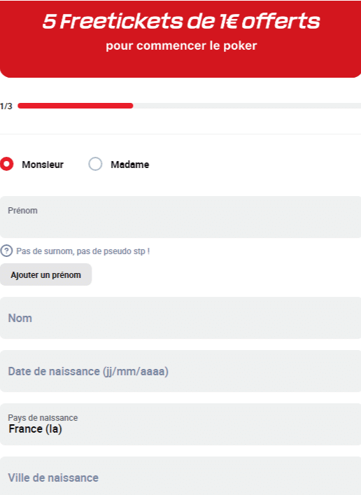 Étape 3 : remplir le formulaire d'inscription