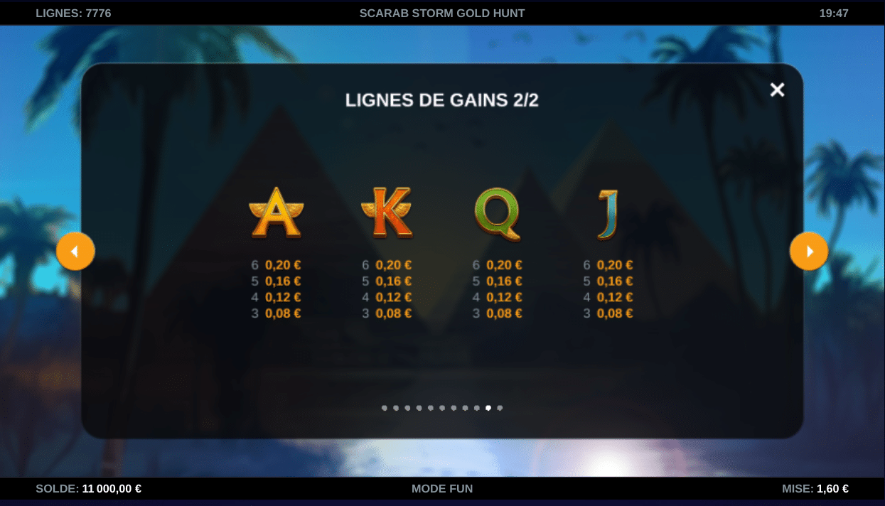 Regarder la table des gains
