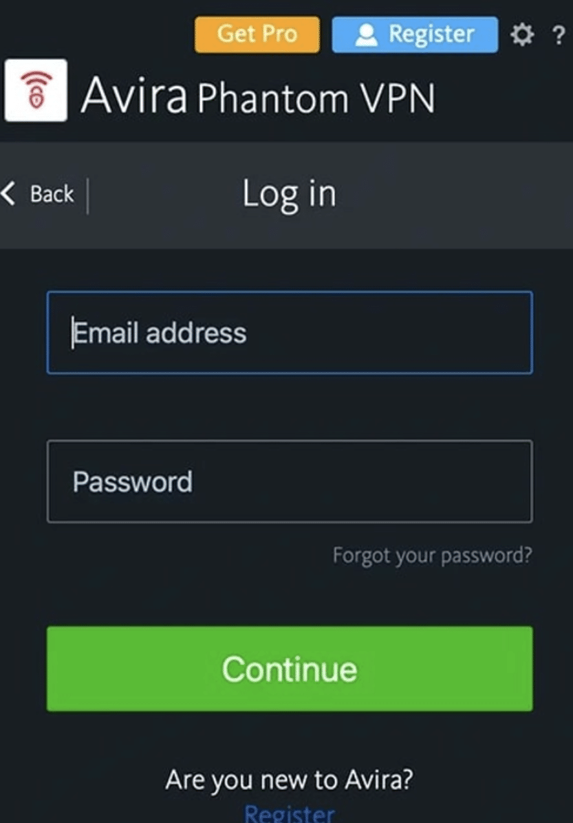 Connectez-vous à Avira Phantom VPN