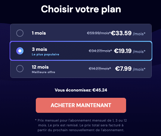 Sélectionnez un plan