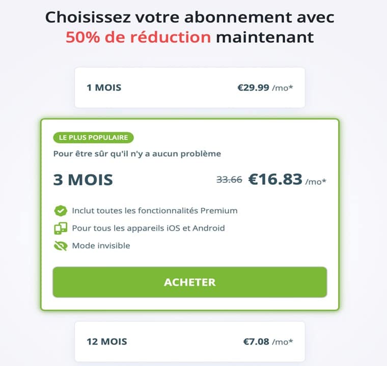 Créer un compte et choisir l'abonnemen