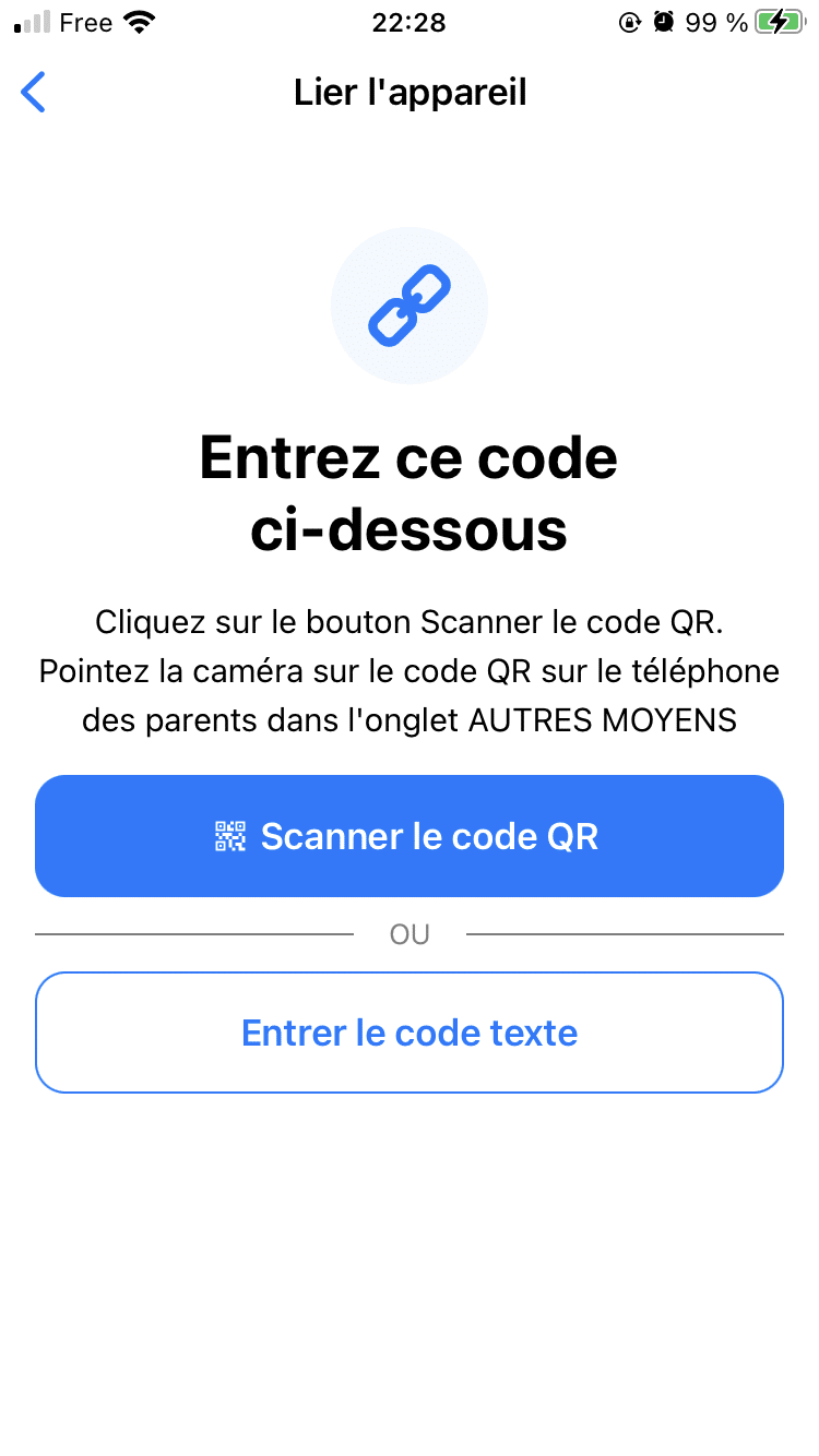 Utilisez le QR code ou ajoutez le code manuel