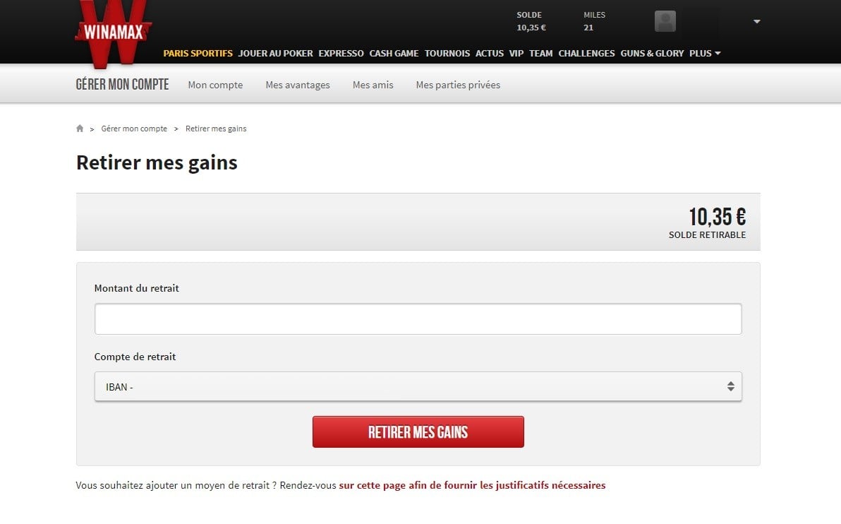 Demander un retrait