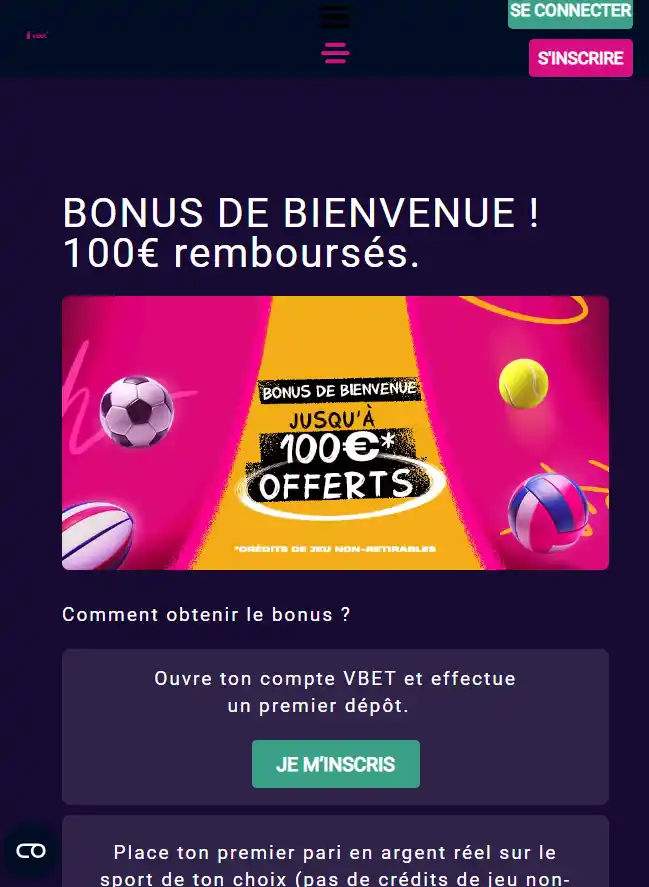 Quel est le bonus de bienvenue de VBet ?