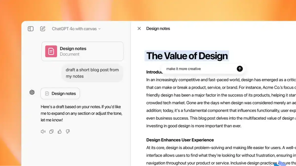 Canvas, la nouvelle Interface de code et d'édition de texte de Chatgpt