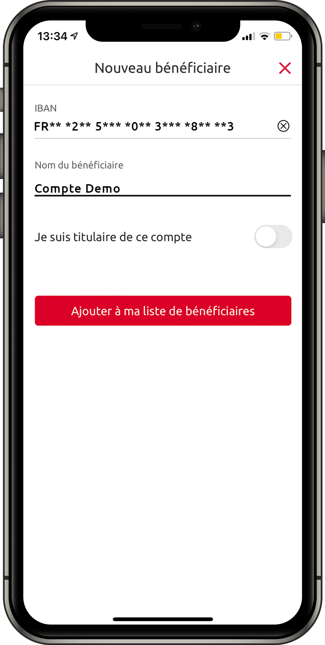 Rentrez ces informations sur votre application bancaire