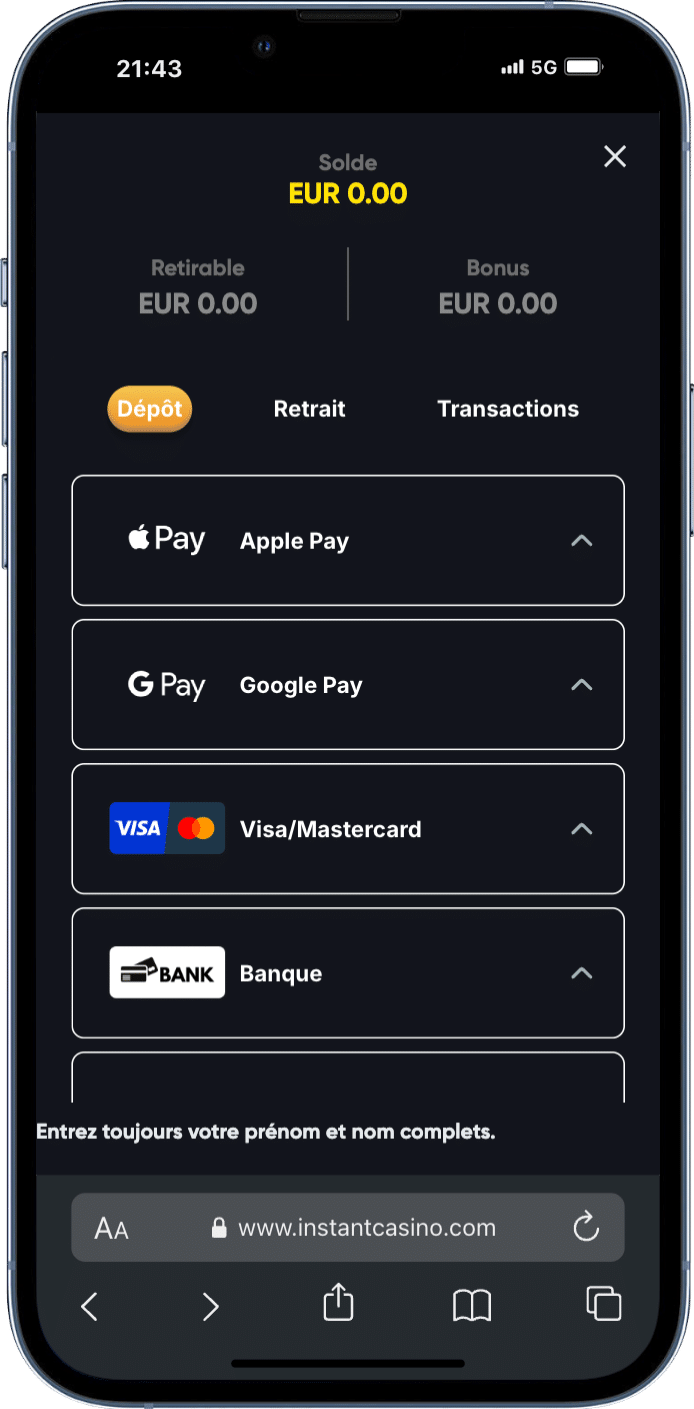 Cliquez sur Apple Pay