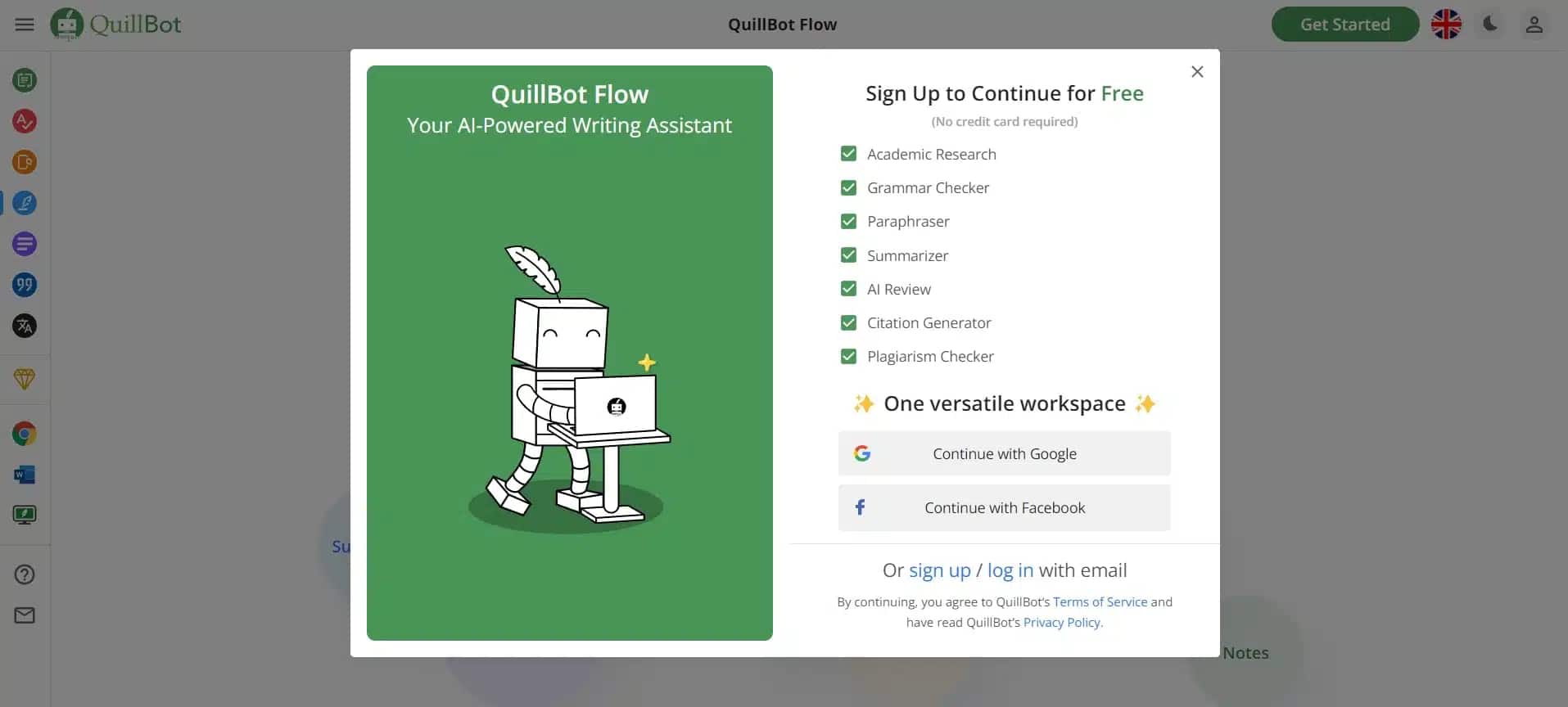 Inscrivez-vous sur QuillBot