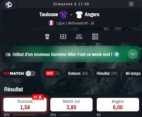 toulouse angers home o bet 