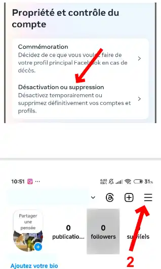 Cliquez sur le lien : « Désactivation ou suppression ».