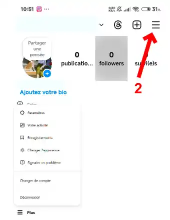 Sélectionnez Paramètres dans le menu.