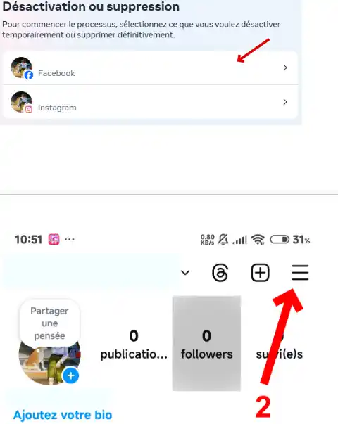 Choisissez le compte que vous souhaitez désactiver.