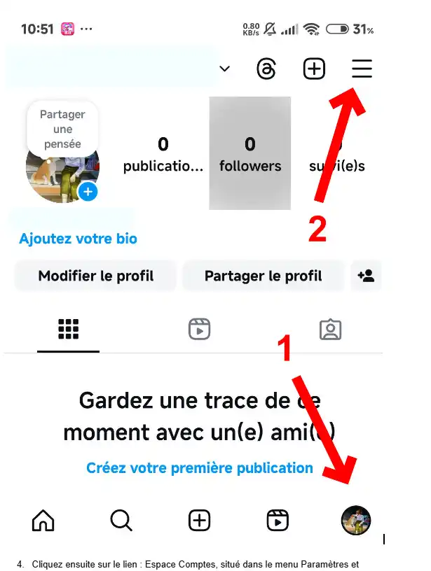 Appuyez sur le menu en forme d'hamburger situé en haut à droite.