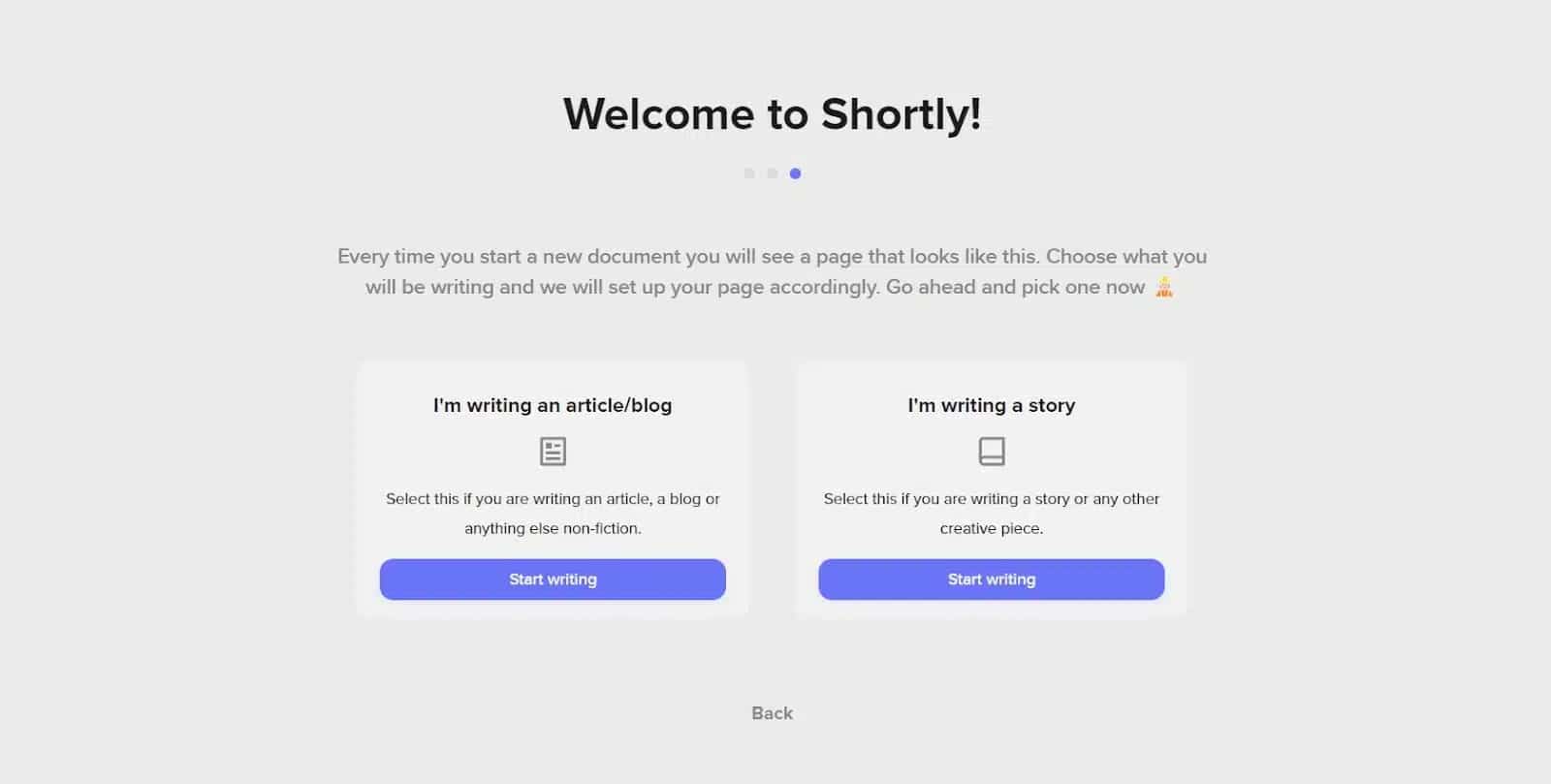 Choisissez le type de contenu à écrire