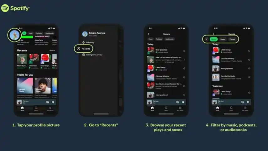 page recent de spotify