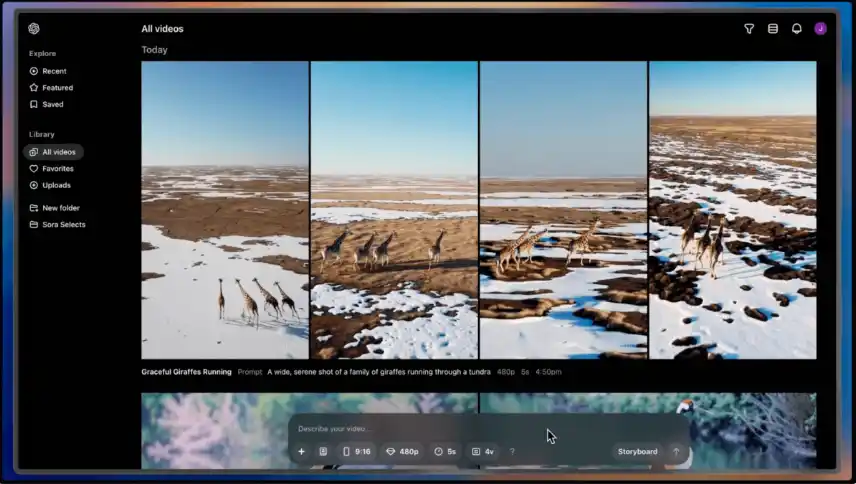 OpenAI’s Sora interface. 