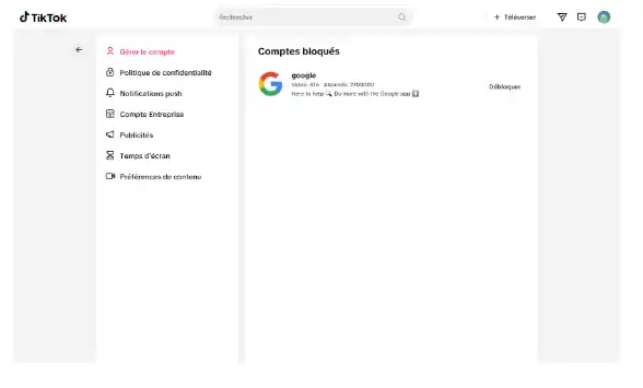 compte bloqué tik tok